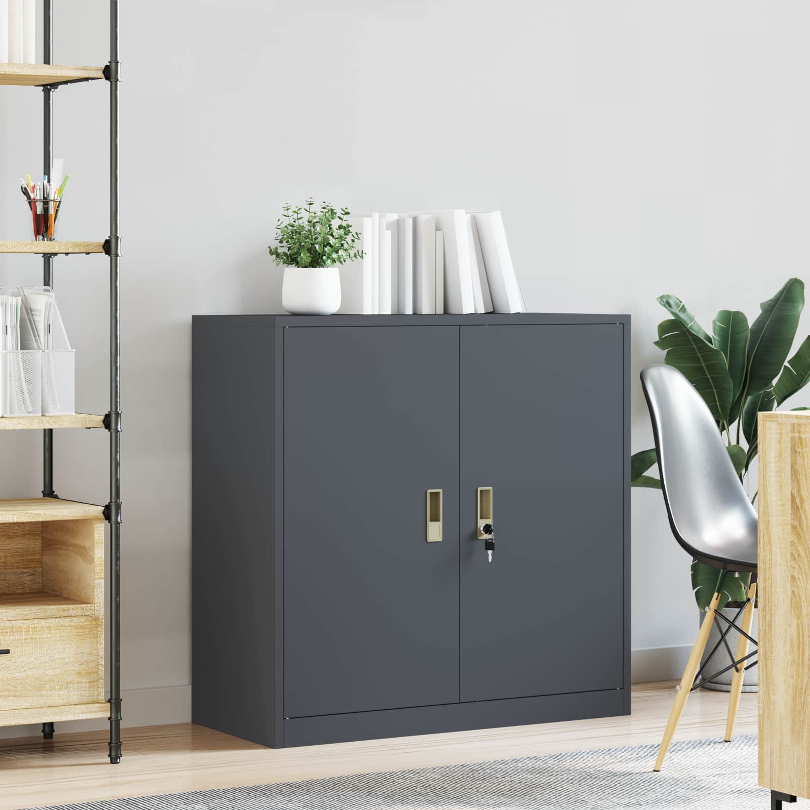 Armoire de rangement avec stockage Anthracite 90 x 40 x 90 cm - XIOS