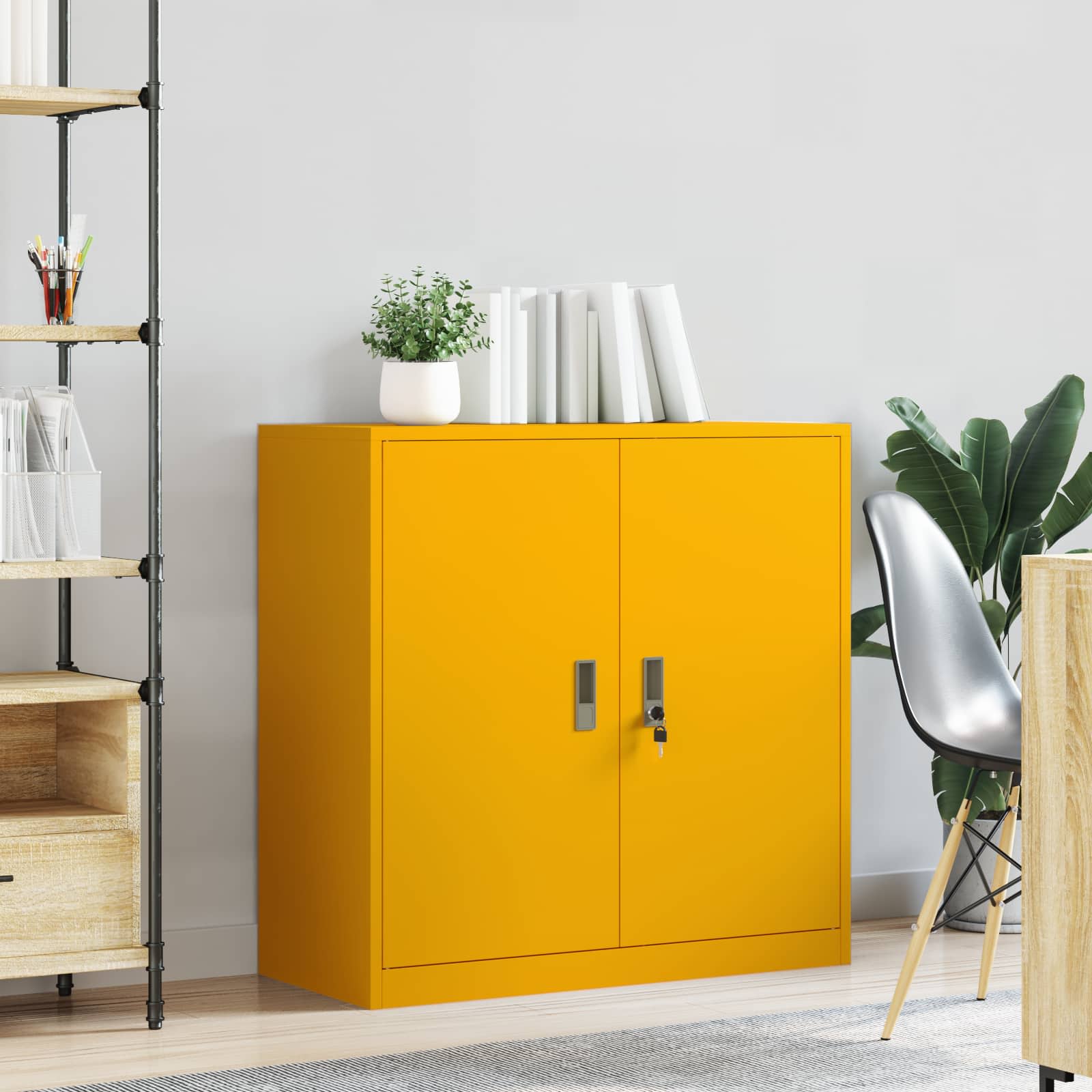 Armoire de rangement Jaune moutarde 90 x 40 x 90 cm - XIOS