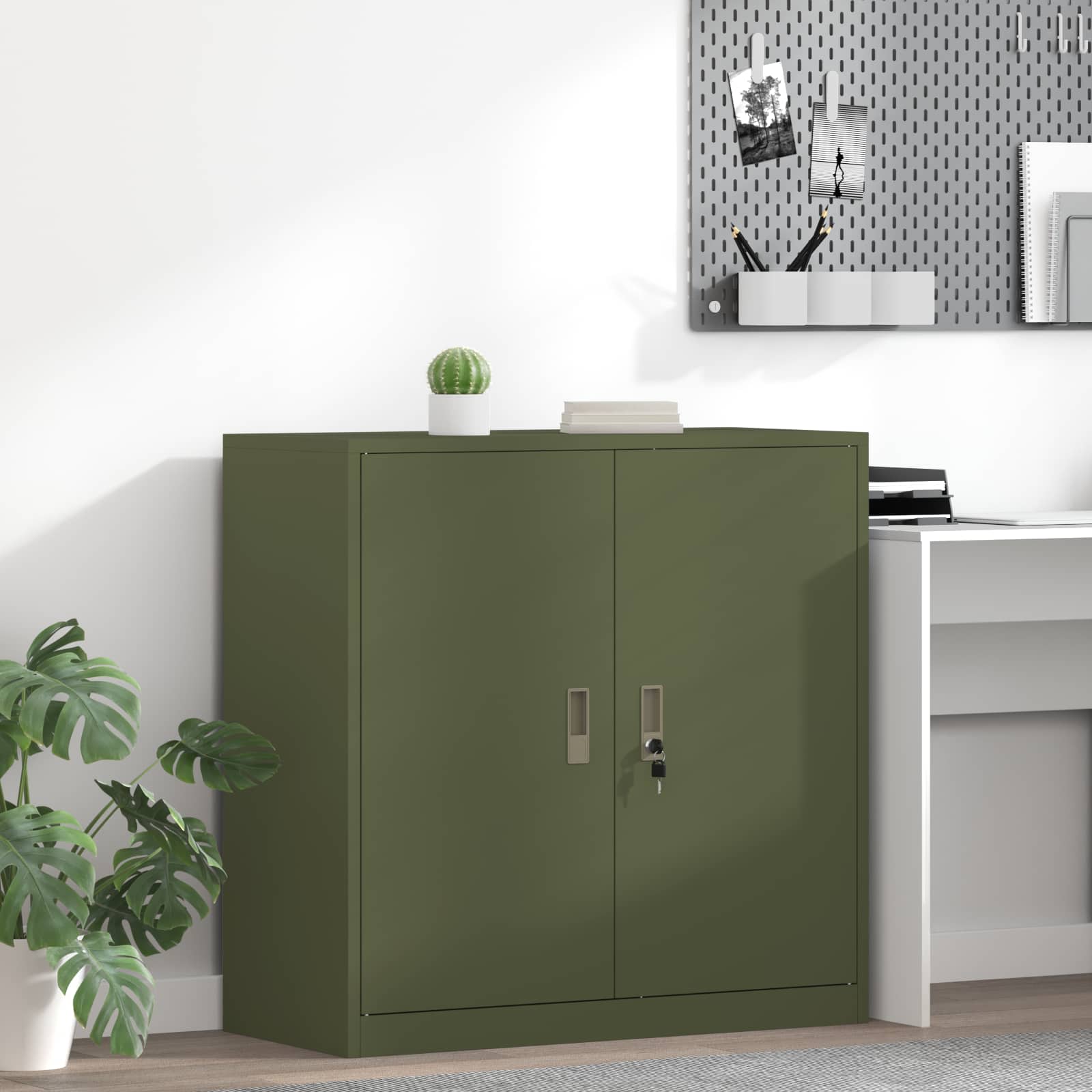 Armoire de rangement avec stockage Vert olive 90 x 40 x 90 cm - XIOS