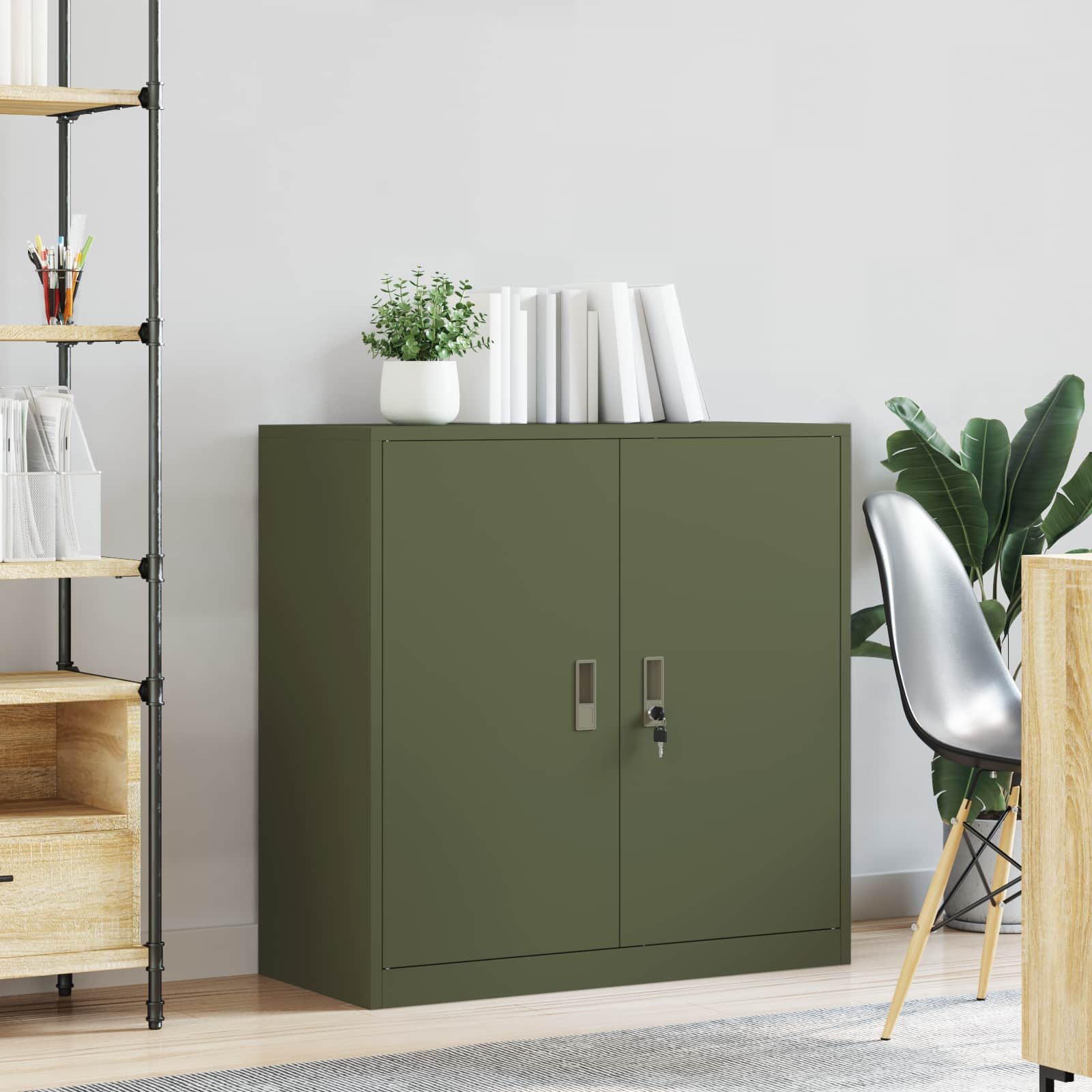 Armoire de rangement avec stockage Vert olive 90 x 40 x 90 cm - XIOS