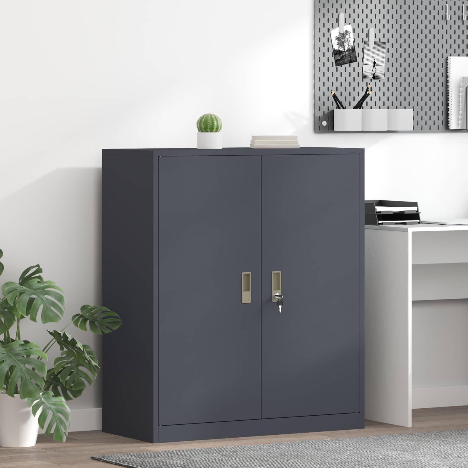 Armoire de rangement Anthracite 90 x 40 x 105 cm Acier - XIOS
