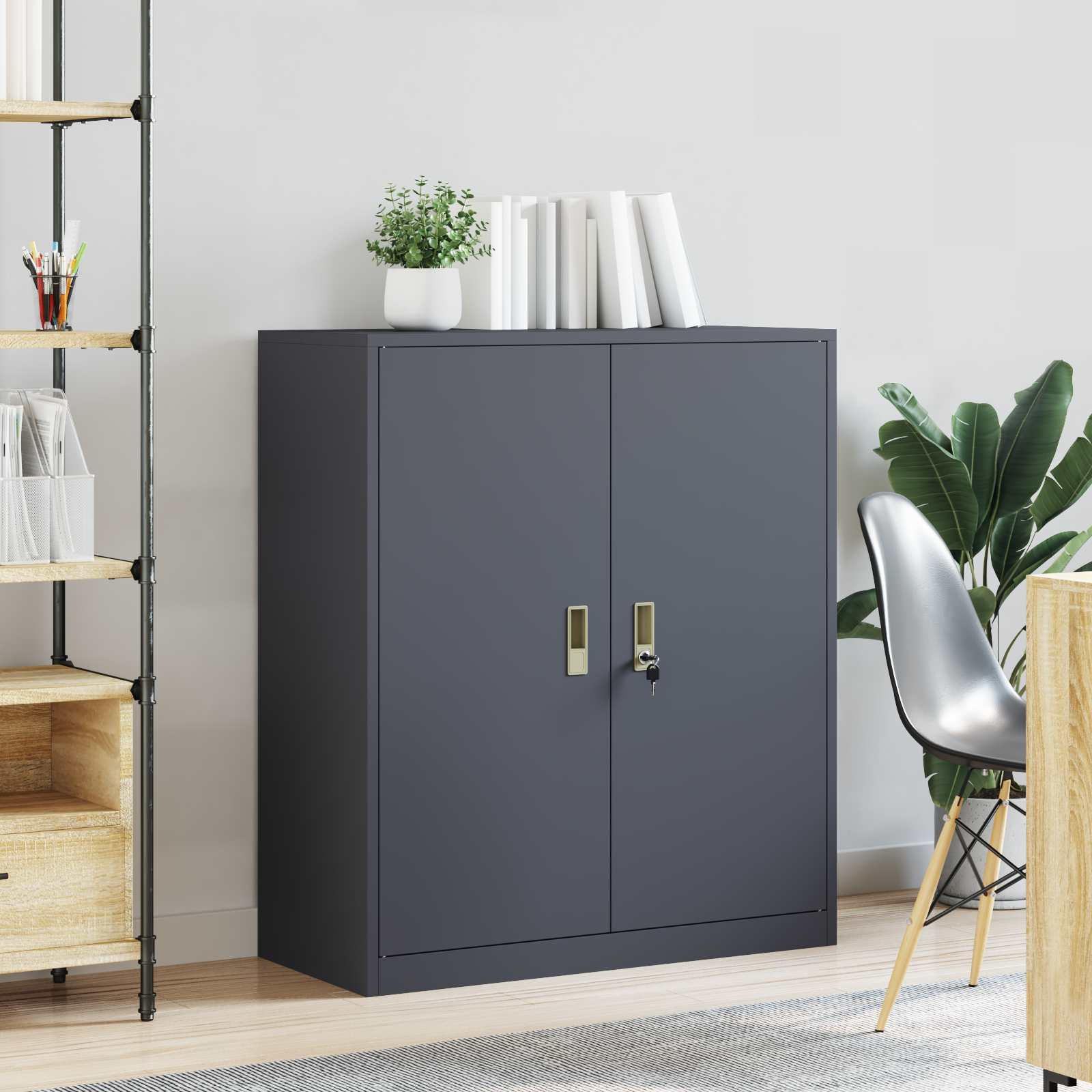 Armoire de rangement Anthracite 90 x 40 x 105 cm Acier - XIOS
