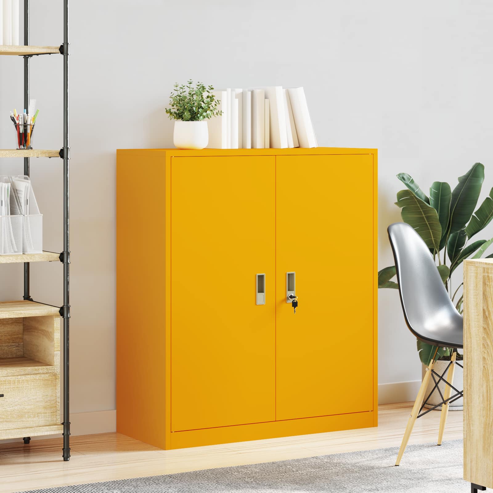 Armoire de rangement Jaune moutarde 90 x 40 x 105 cm Acier