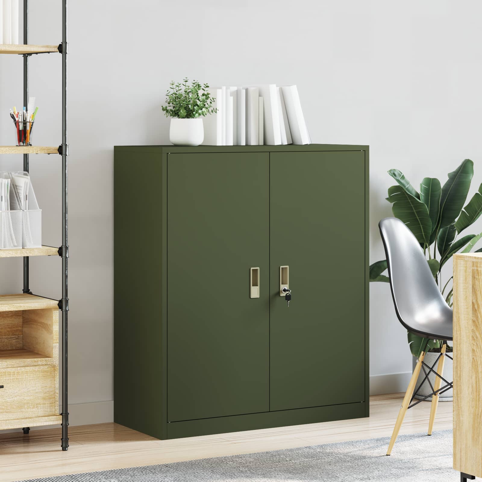 Armoire de rangement avec stockage Vert olive 90 x 40 x 105 cm - XIOS