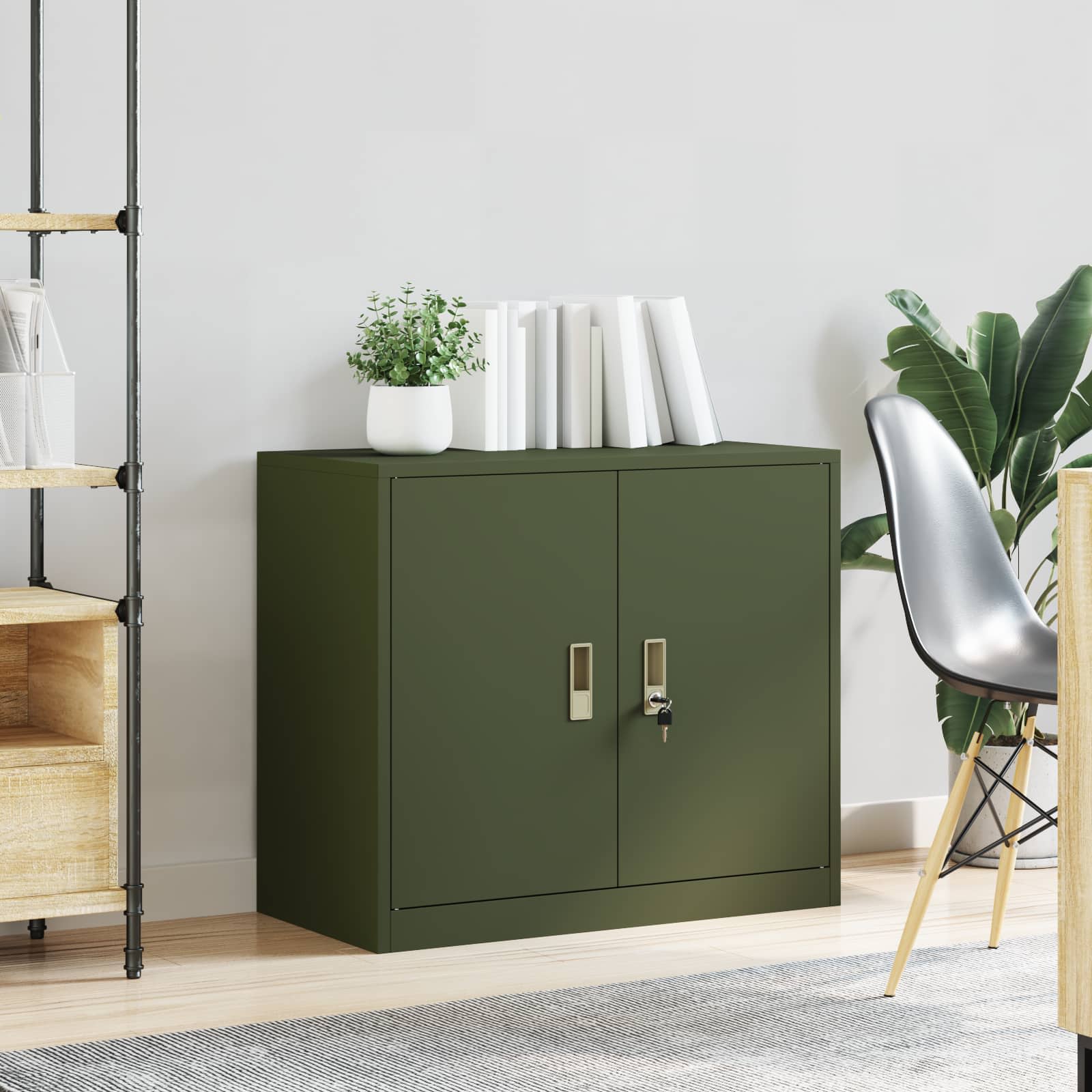 Armoire de rangement avec stockage Vert olive 80 x 40 x 70 cm - XIOS