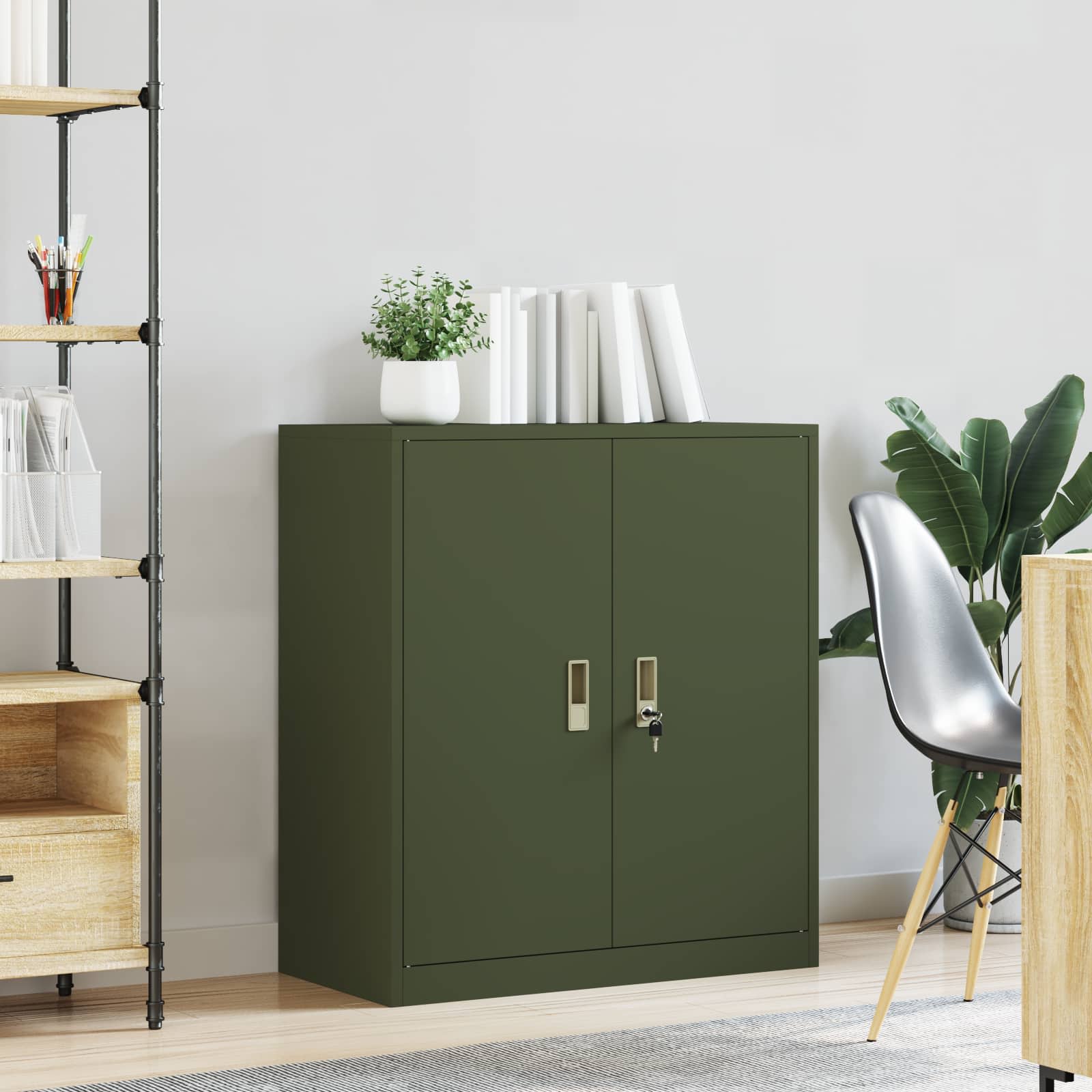 Armoire de rangement avec stockage Vert olive 80 x 40 x 90 cm - XIOS