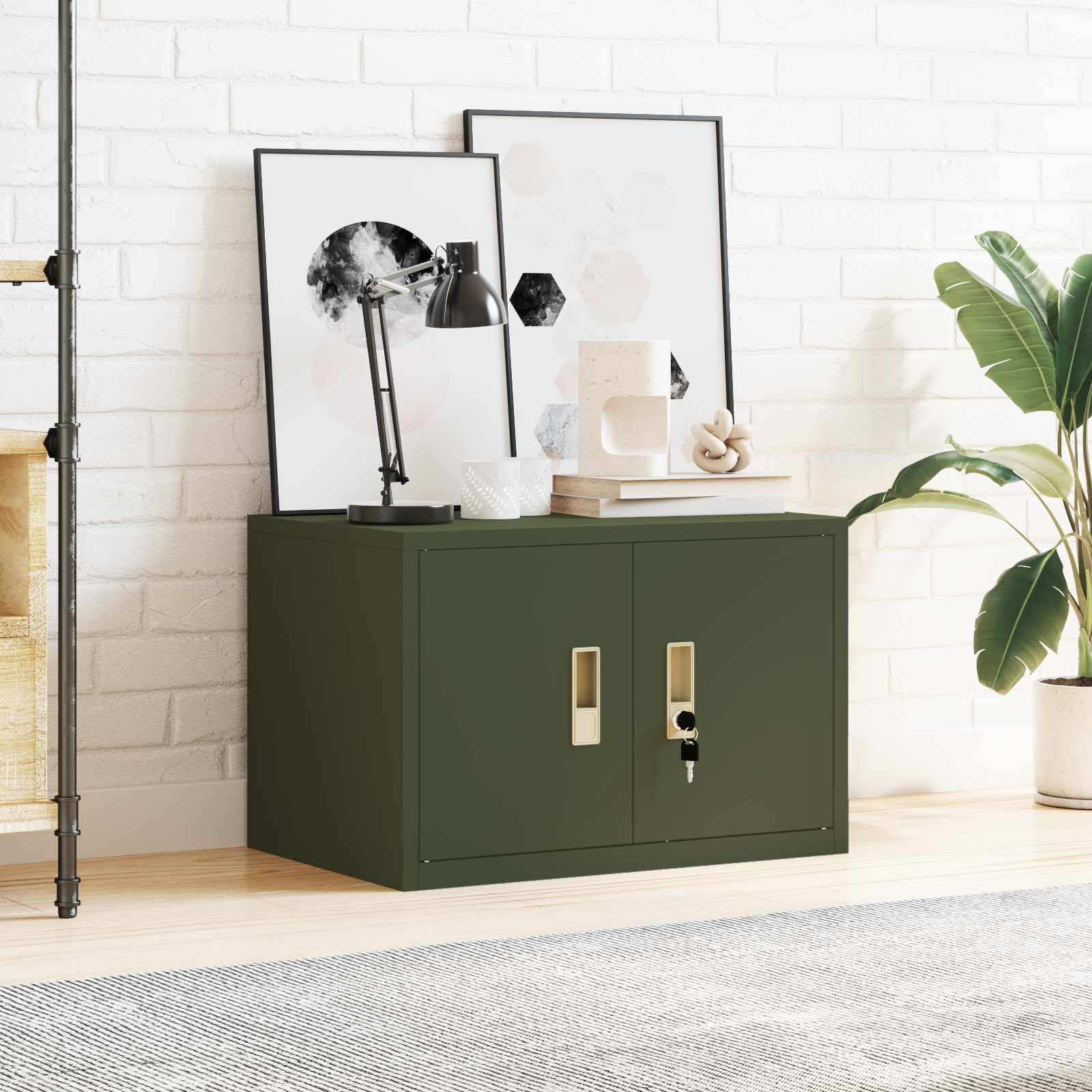 Armoire de rangement avec stockage Vert olive 60 x 40 x 40 cm - XIOS