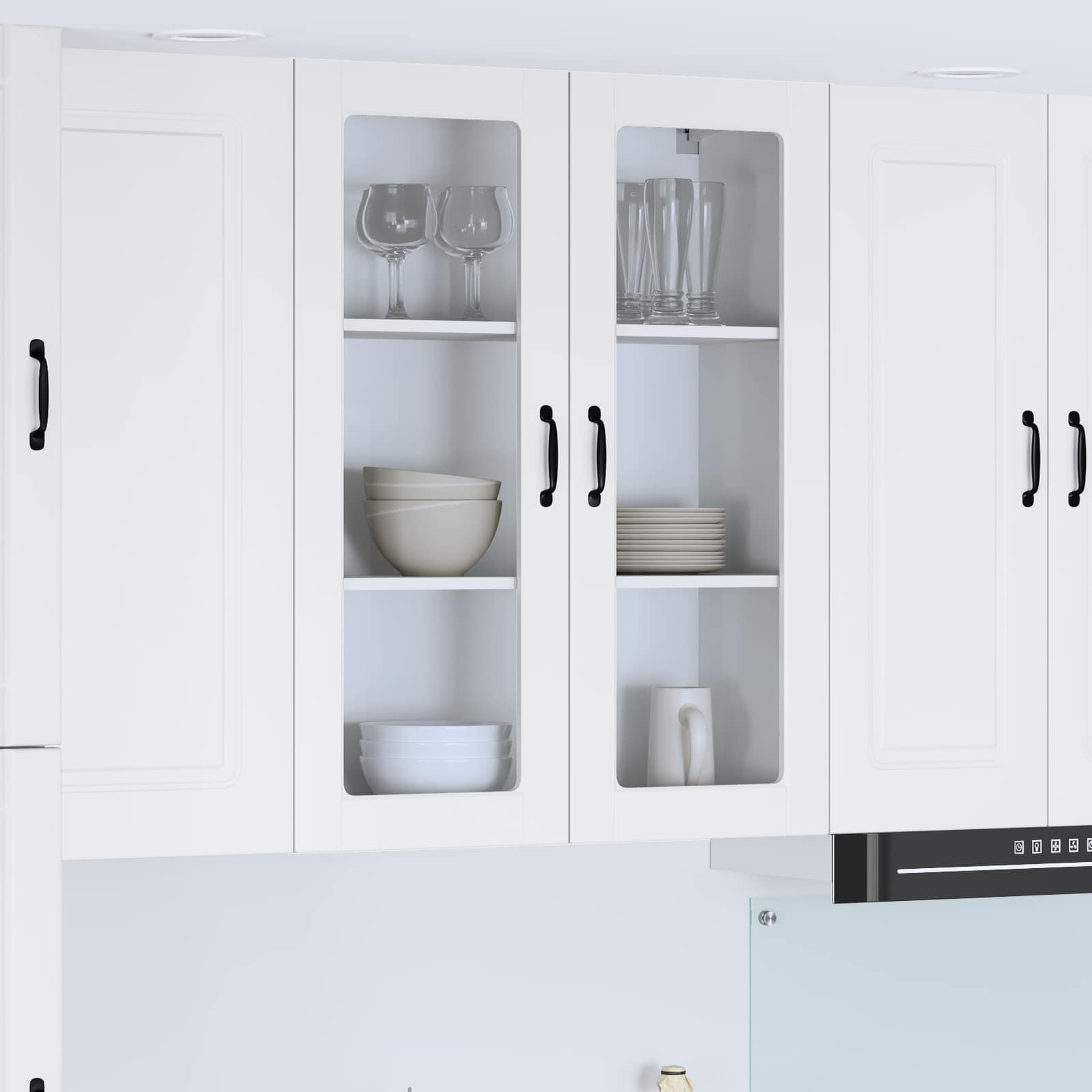 Cabinet en verre mural LUCCA Blanc brillant 80 x 31 x 100 cm - XIOS