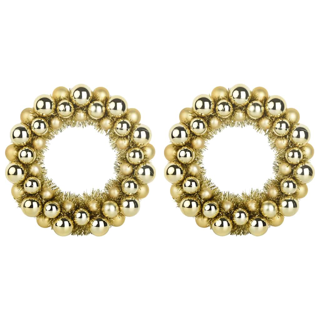 Couronnes de Boules de Noël 2 pcs Doré 33 x 33 x 7 cm - XIOS