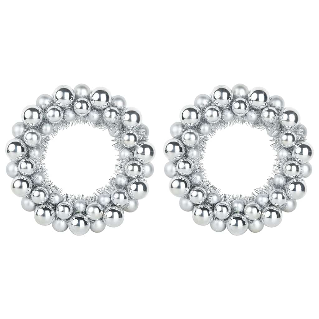 Couronnes de Boules de Noël 2 pcs Argent 33 x 33 x 7 cm - XIOS