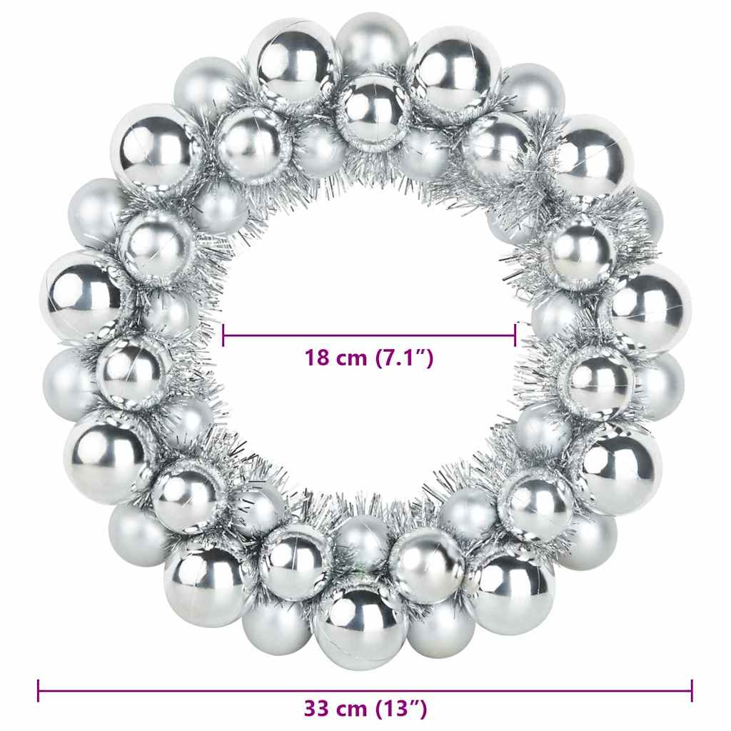 Couronnes de Boules de Noël 2 pcs Argent 33 x 33 x 7 cm - XIOS