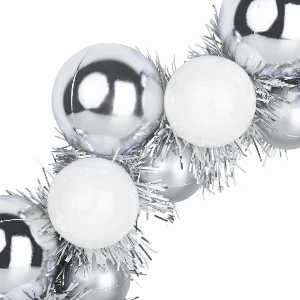 Couronnes de Boules de Noël 2 pcs Blanc et Argent - XIOS