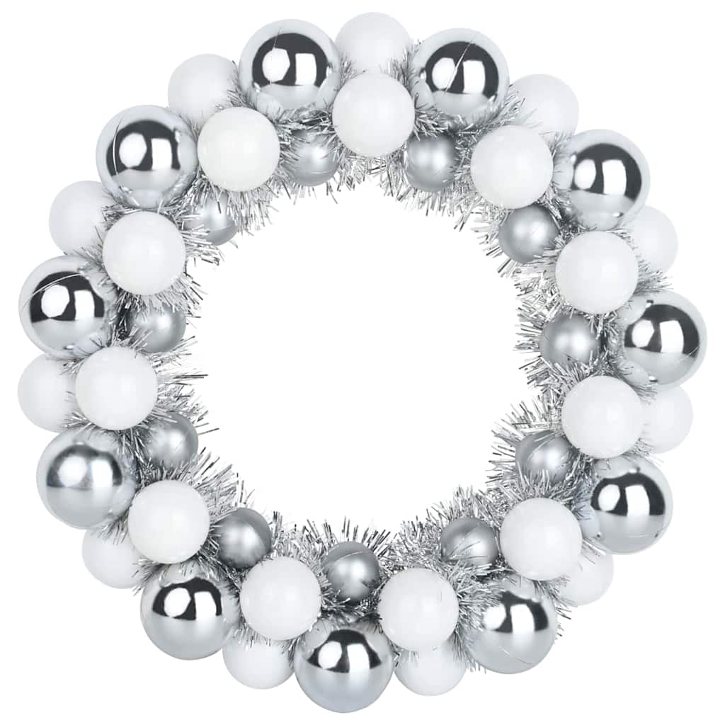 Couronnes de Boules de Noël 2 pcs Blanc et Argent - XIOS