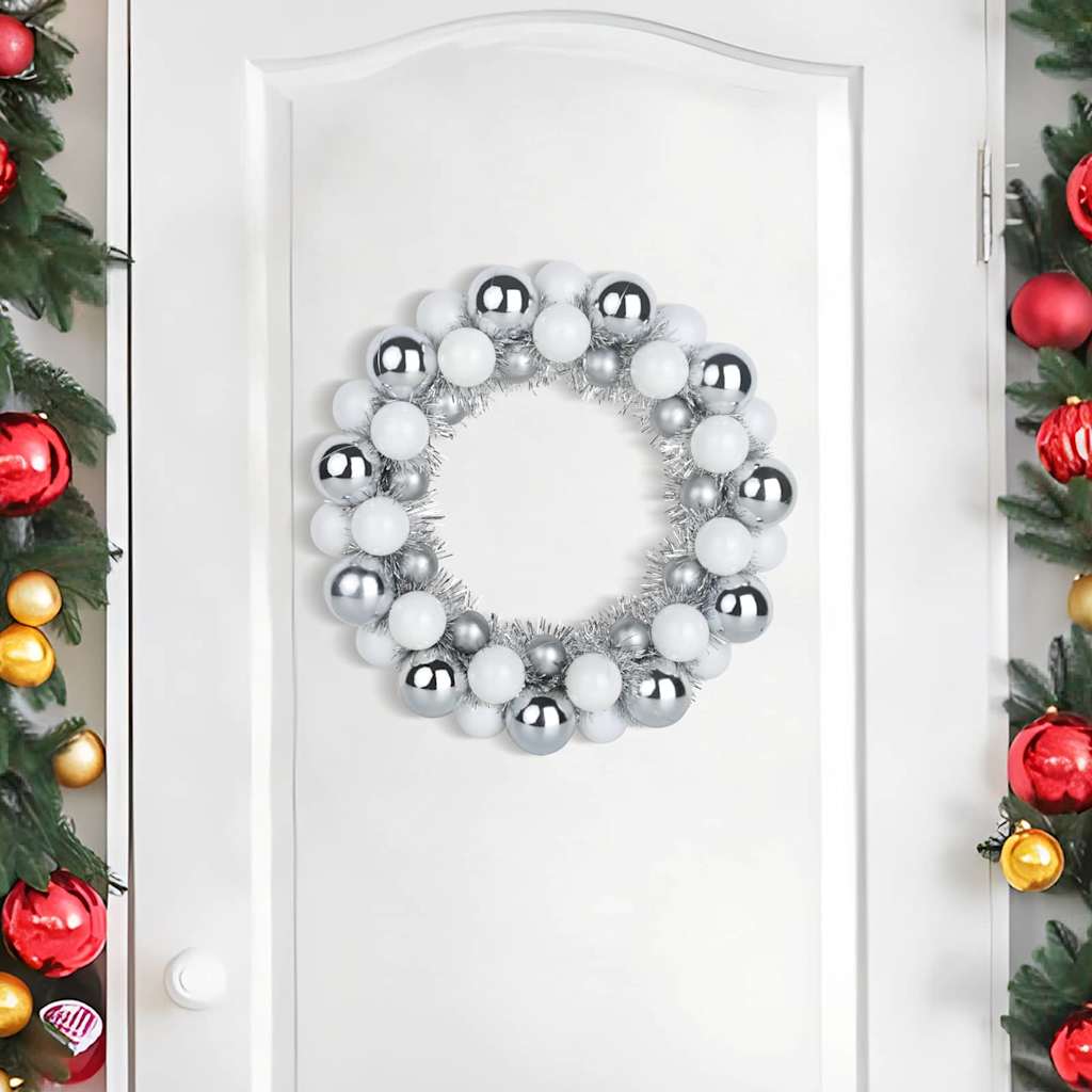 Couronnes de Boules de Noël 2 pcs Blanc et Argent - XIOS