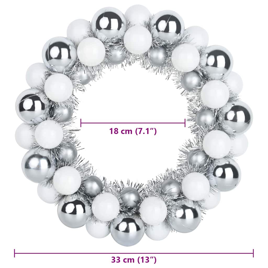 Couronnes de Boules de Noël 2 pcs Blanc et Argent - XIOS