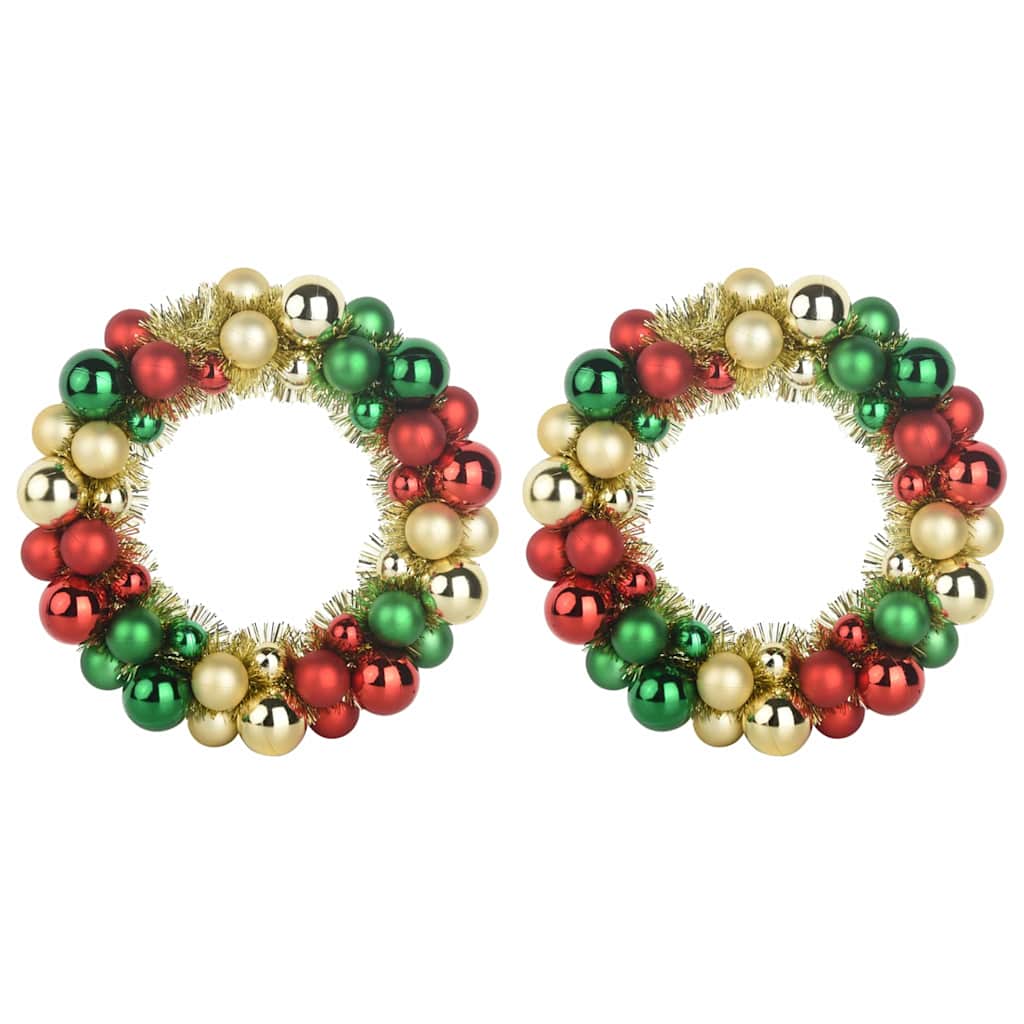 Couronnes de Boules de Noël 2 pcs Multicolore 33 x 33 x 7 cm - XIOS