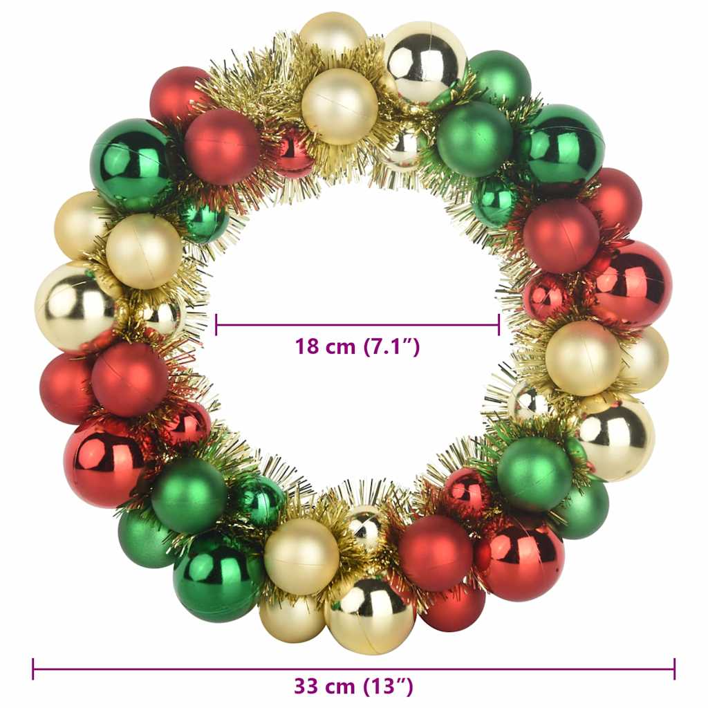 Couronnes de Boules de Noël 2 pcs Multicolore 33 x 33 x 7 cm - XIOS