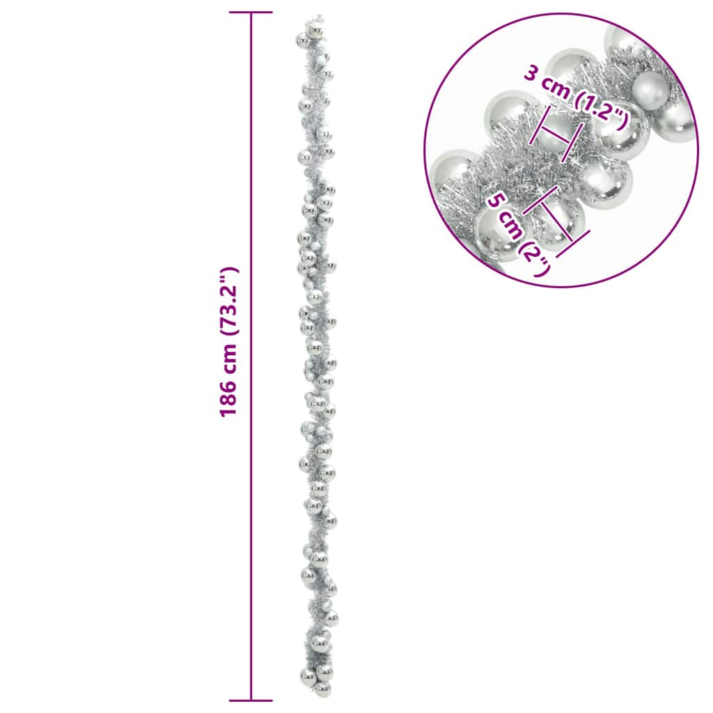 Guirlande de Boules de Noël Argent 186 cm Polystyrène - XIOS