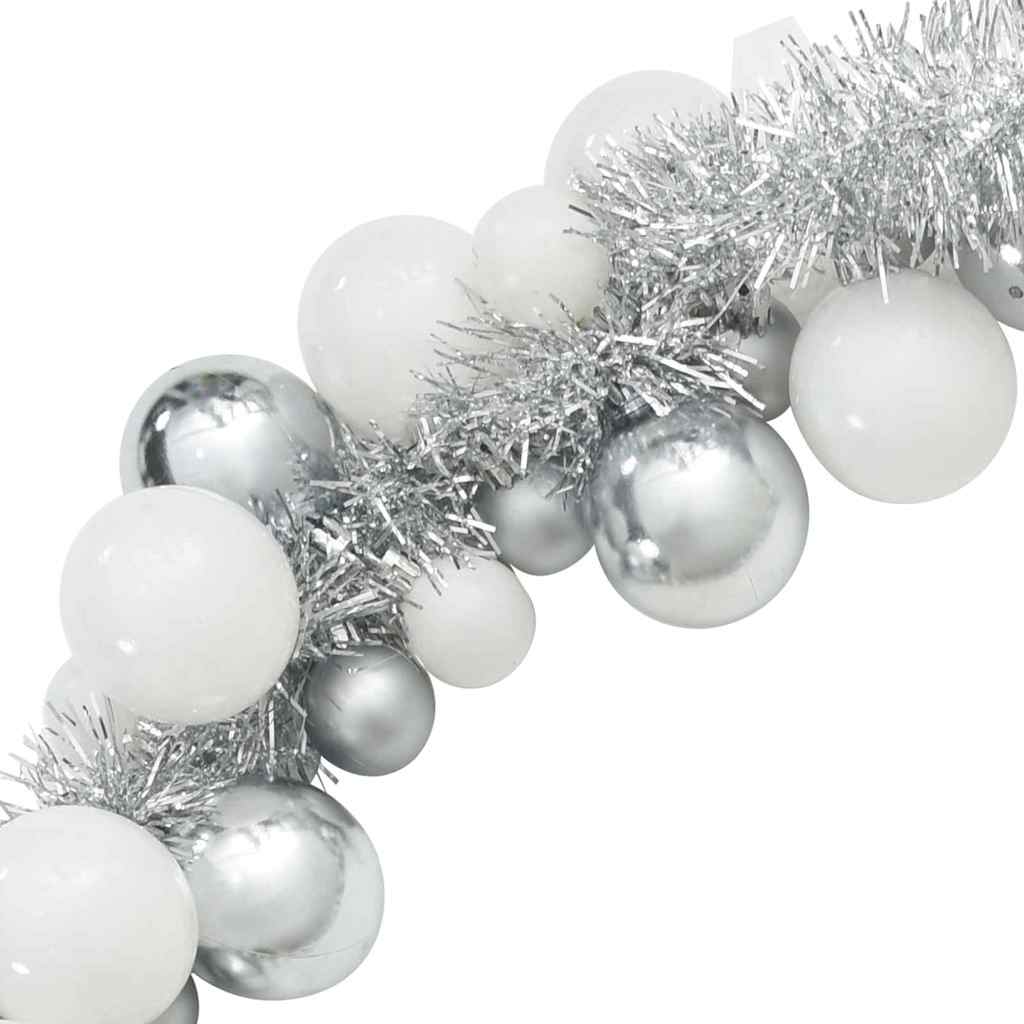 Guirlande de Boules de Noël Blanc et Argent 186 cm Polystyrène - XIOS