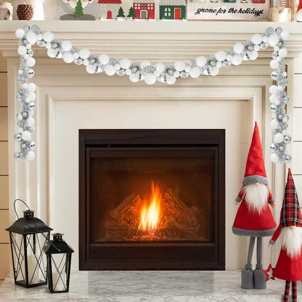 Guirlande de Boules de Noël Blanc et Argent 186 cm Polystyrène - XIOS