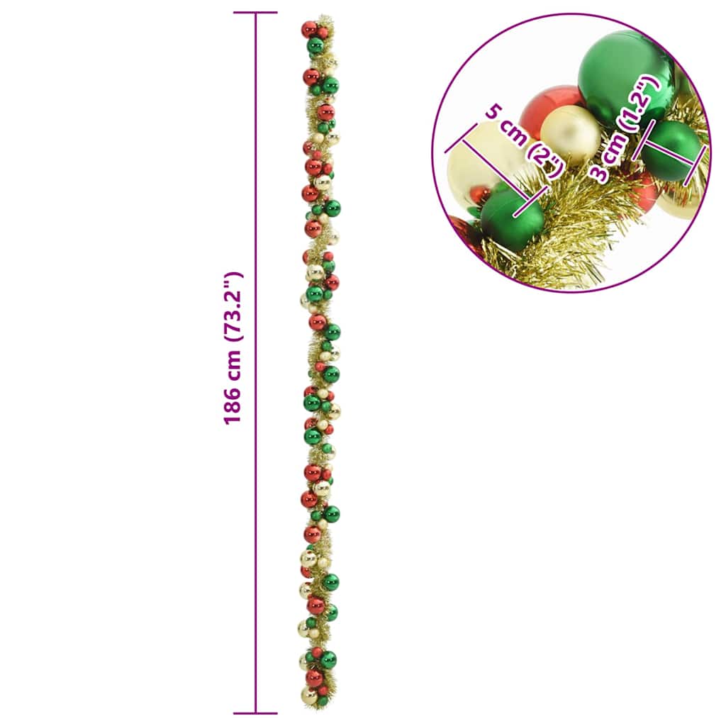 Guirlande de Boules de Noël Multicolore 186 cm Polystyrène - XIOS