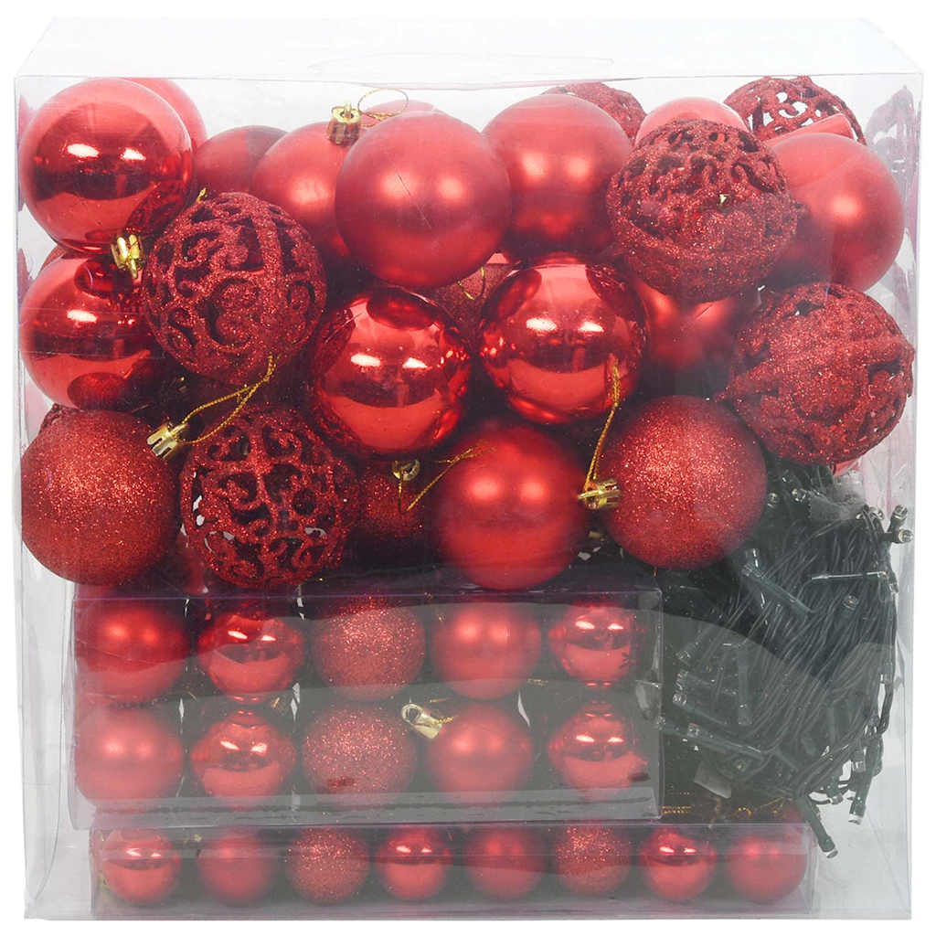 Ensemble de Boules de Noël avec 300 LED 120 pcs Rouge Plastique - XIOS