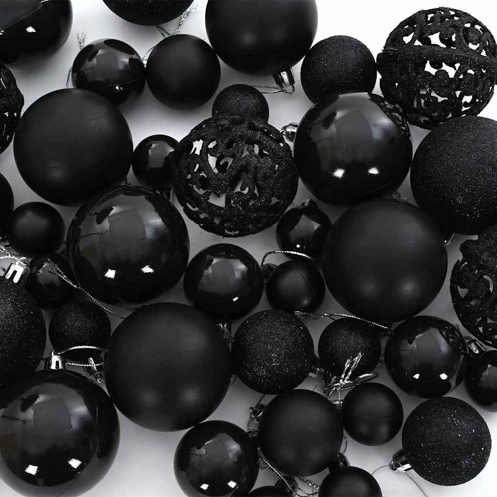 Ensemble de Boules de Noël avec 300 LED 120 pcs Noir Plastique - XIOS