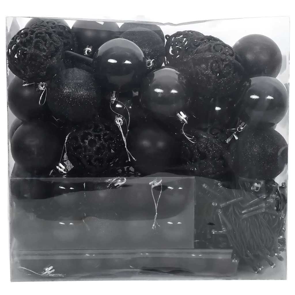 Ensemble de Boules de Noël avec 300 LED 120 pcs Noir Plastique - XIOS