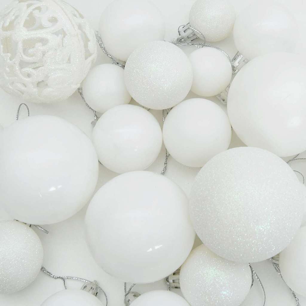 Ensemble de Boules de Noël avec 150 LED 61 pcs Blanc Plastique - XIOS