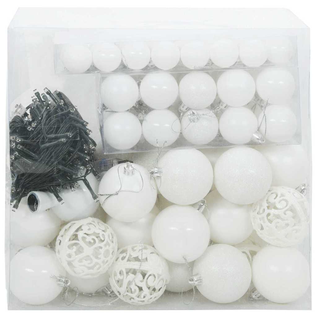 Ensemble de Boules de Noël avec 300 LED 120 pcs Blanc Plastique - XIOS