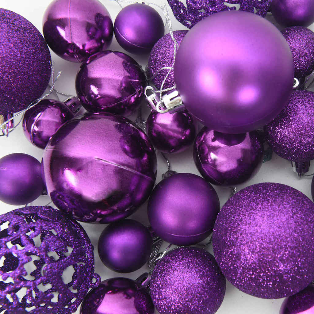 Ensemble de Boules de Noël avec 300 LED 120 pcs Lilas Plastique - XIOS