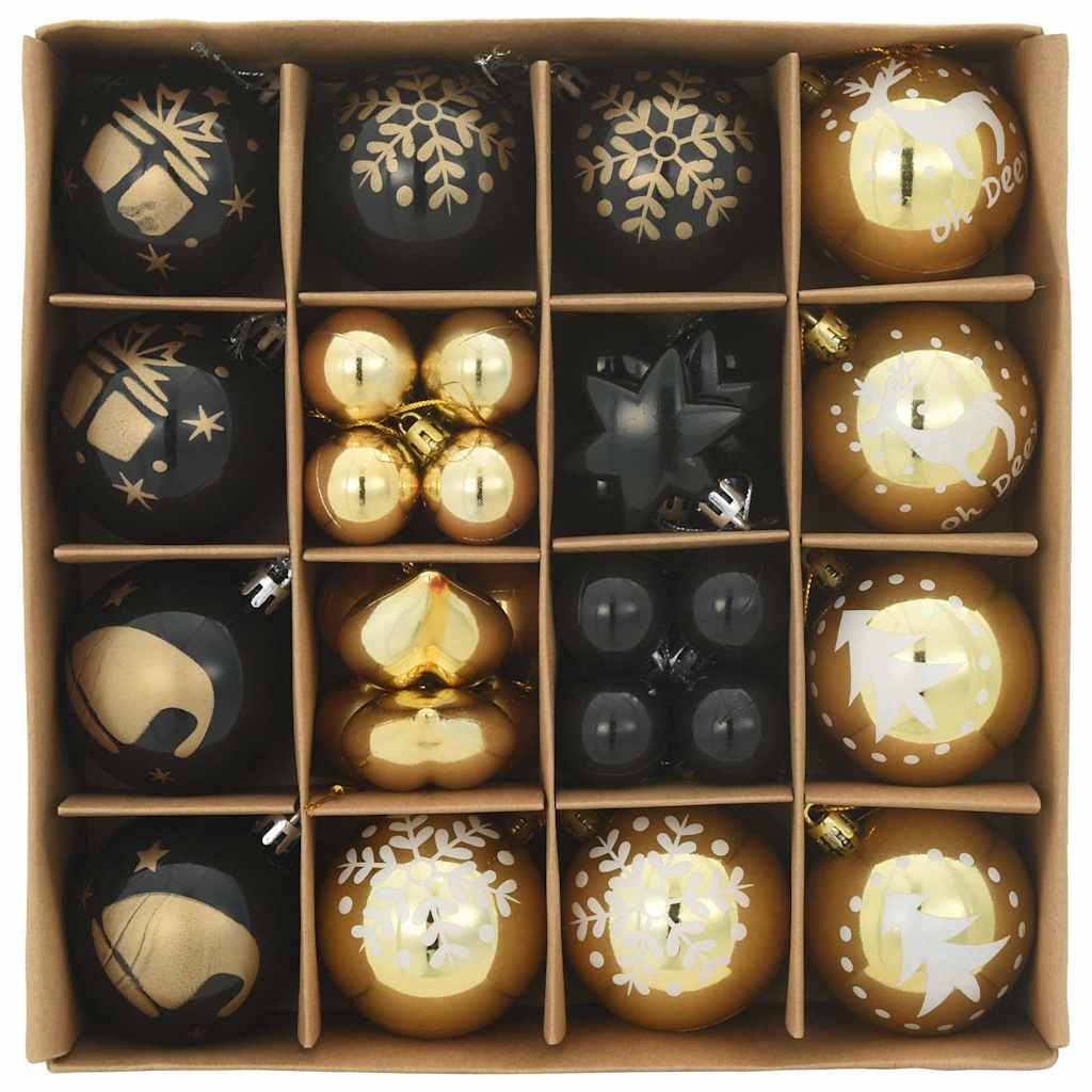 Ensemble de Boules de Noël 40 pcs Noir et or Plastique - XIOS