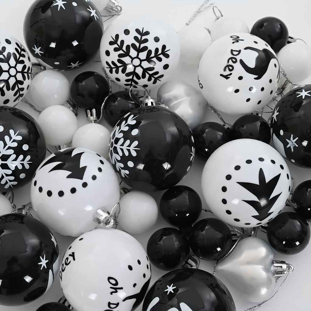 Ensemble de Boules de Noël 40 pcs Noir et Blanc Plastique - XIOS