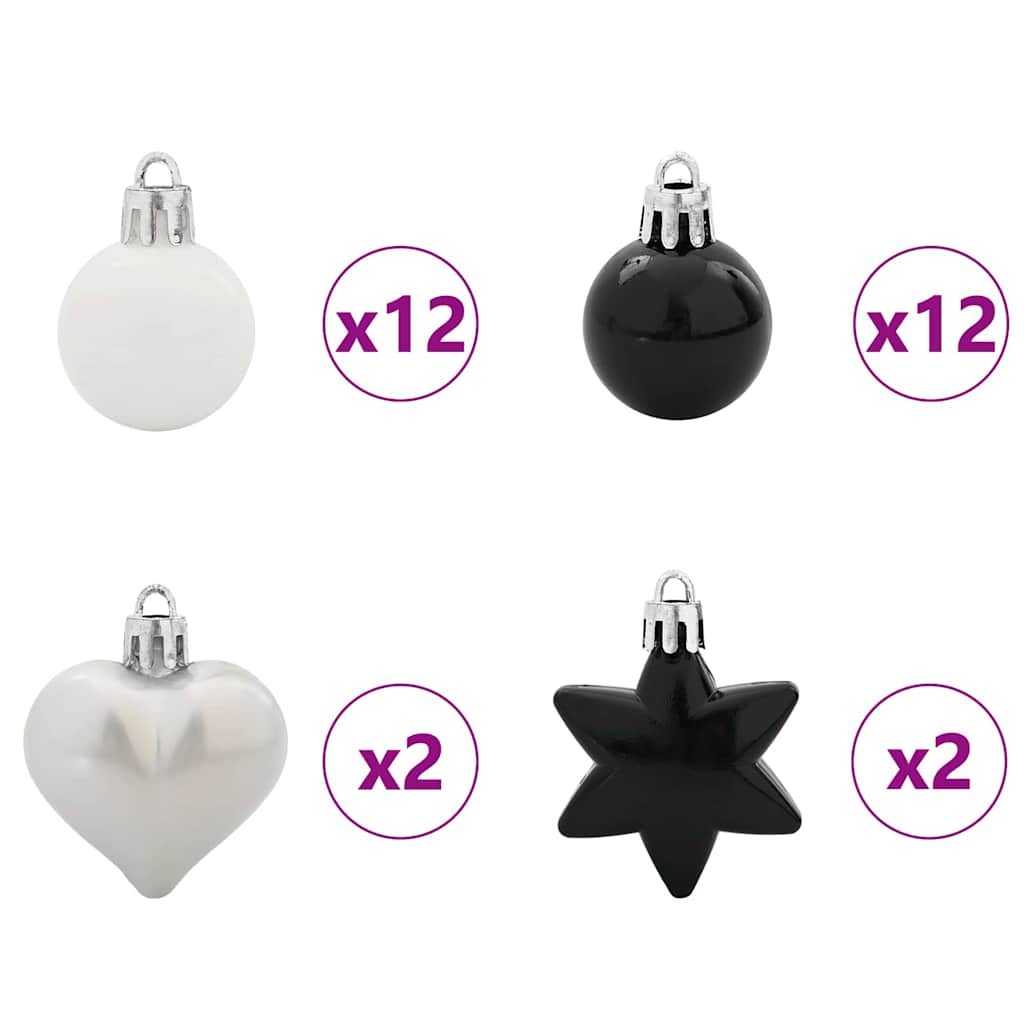 Ensemble de Boules de Noël 40 pcs Noir et Blanc Plastique - XIOS