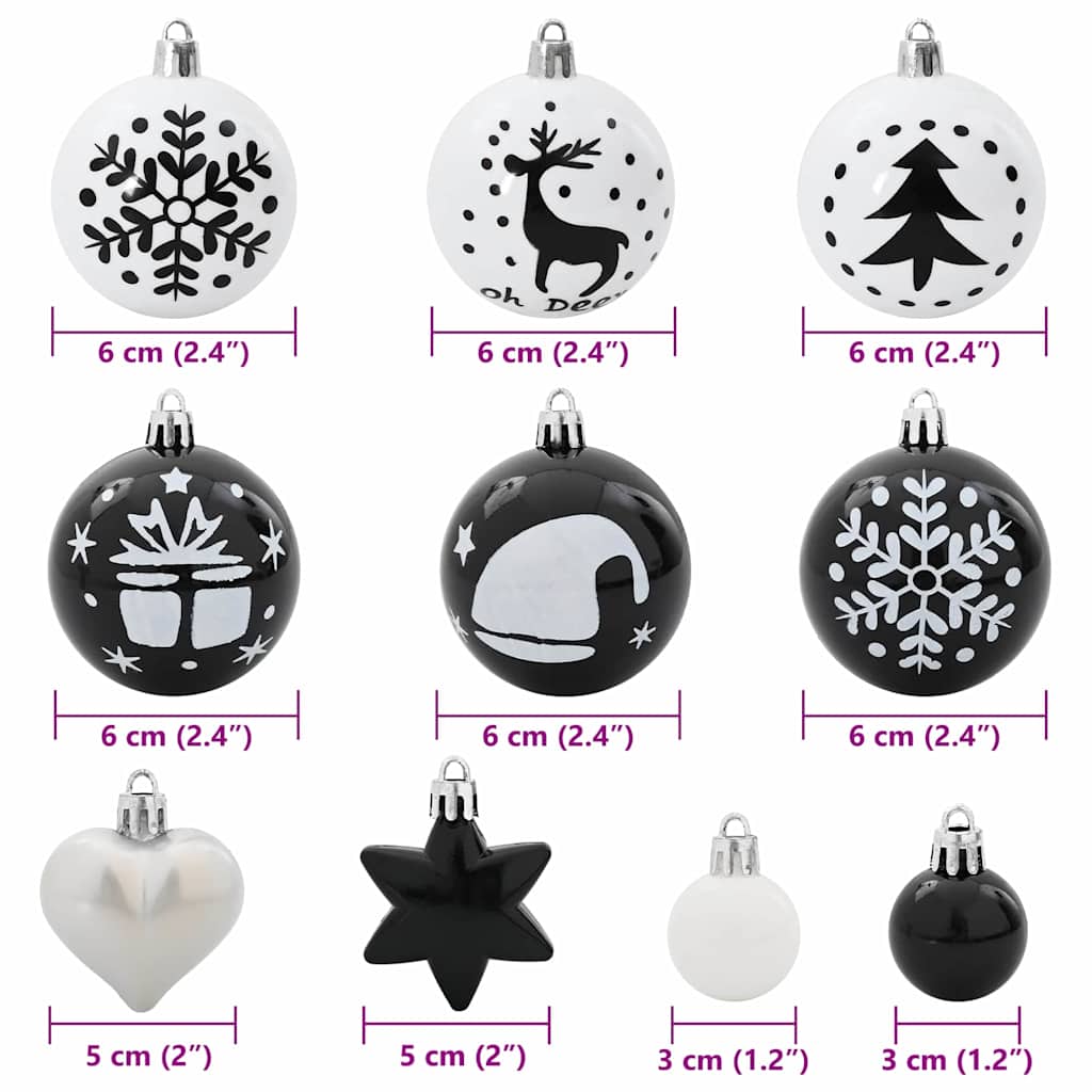 Ensemble de Boules de Noël 40 pcs Noir et Blanc Plastique - XIOS
