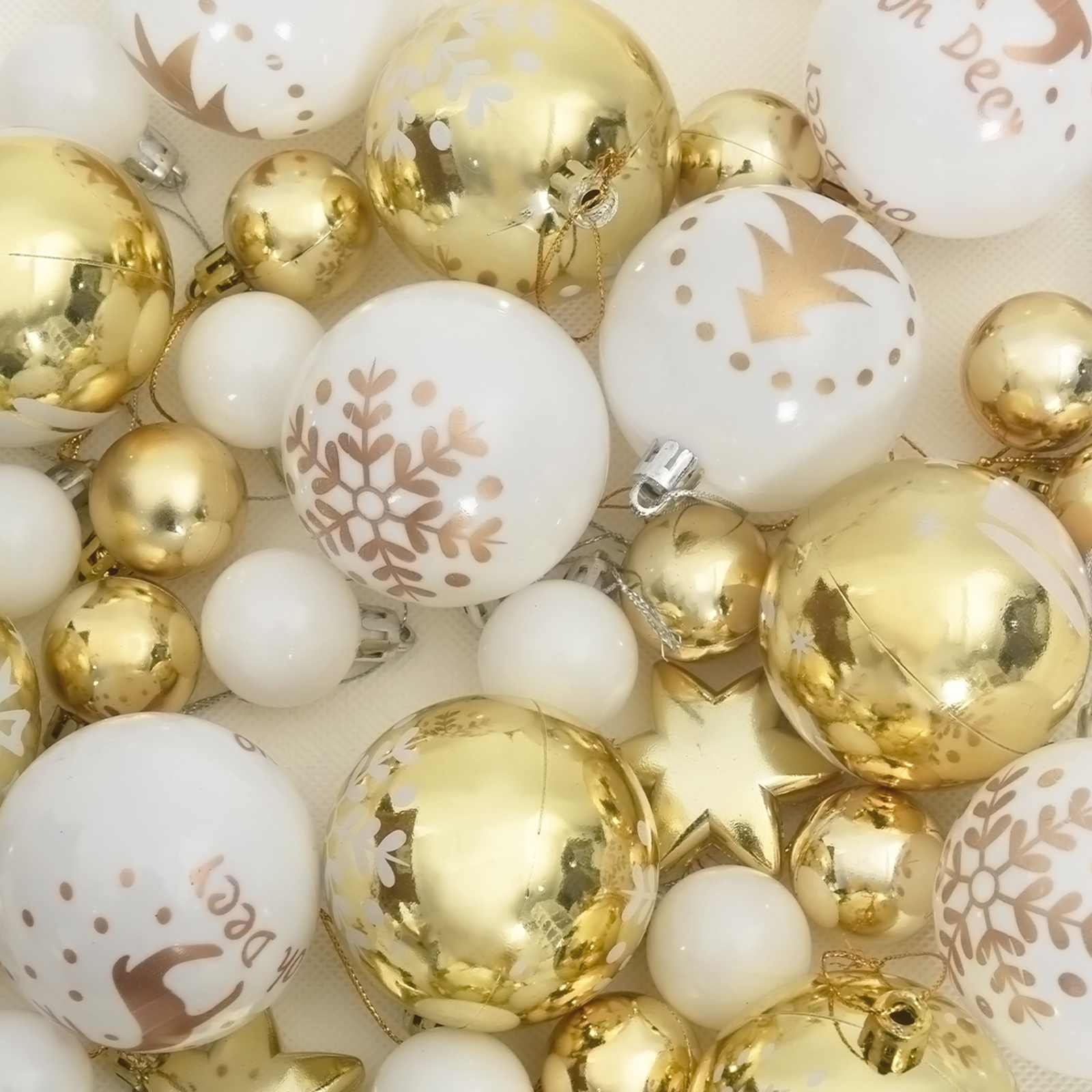 Ensemble de Boules de Noël 40 pcs Blanc et or Plastique - XIOS
