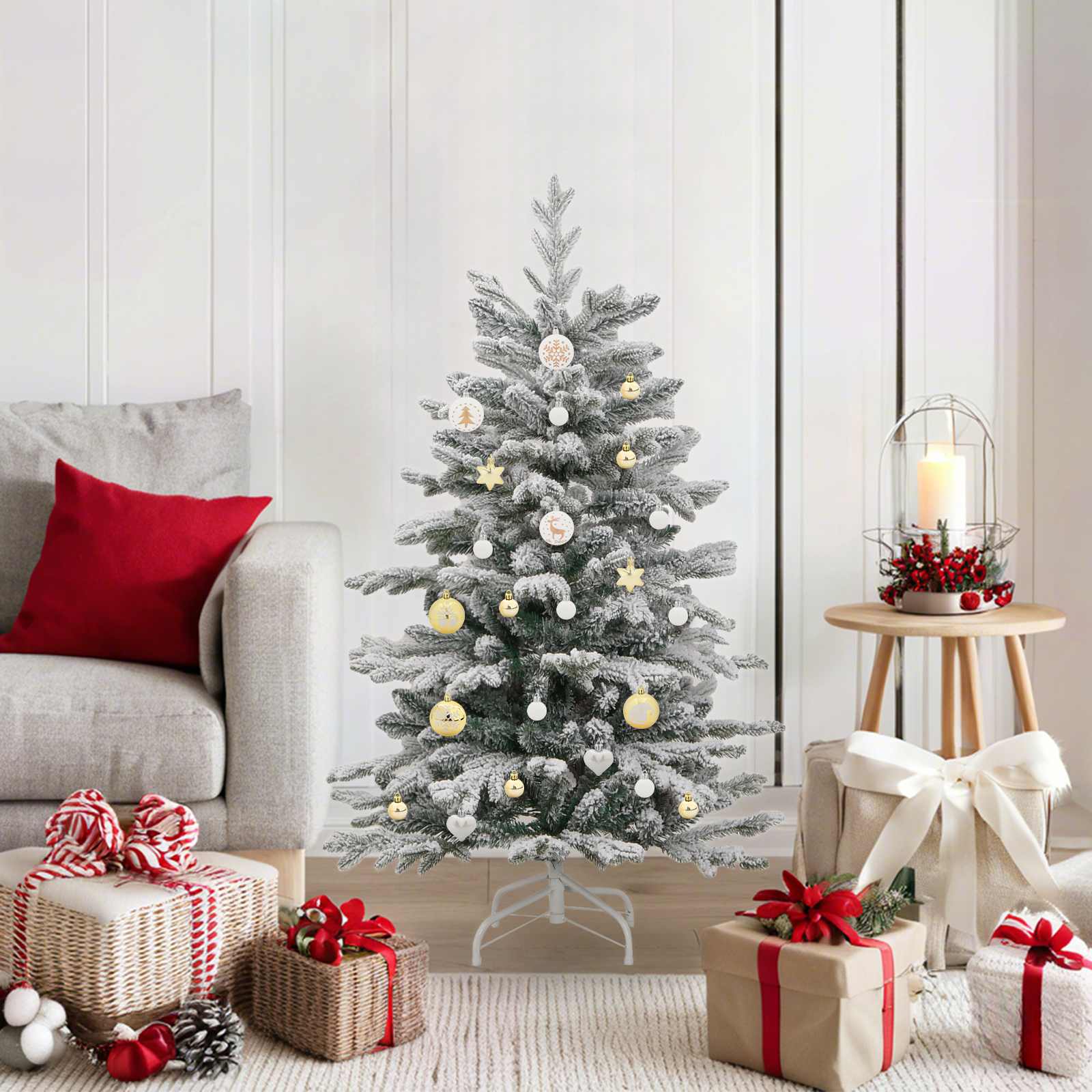 Ensemble de Boules de Noël 40 pcs Blanc et or Plastique - XIOS