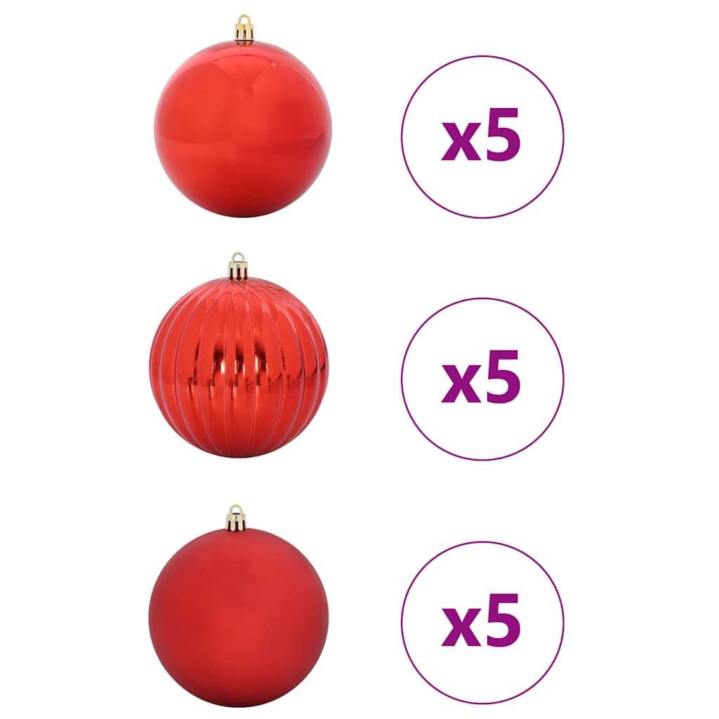 Ensemble de boules de Noël XL 15 pcs Rouge Plastique - XIOS