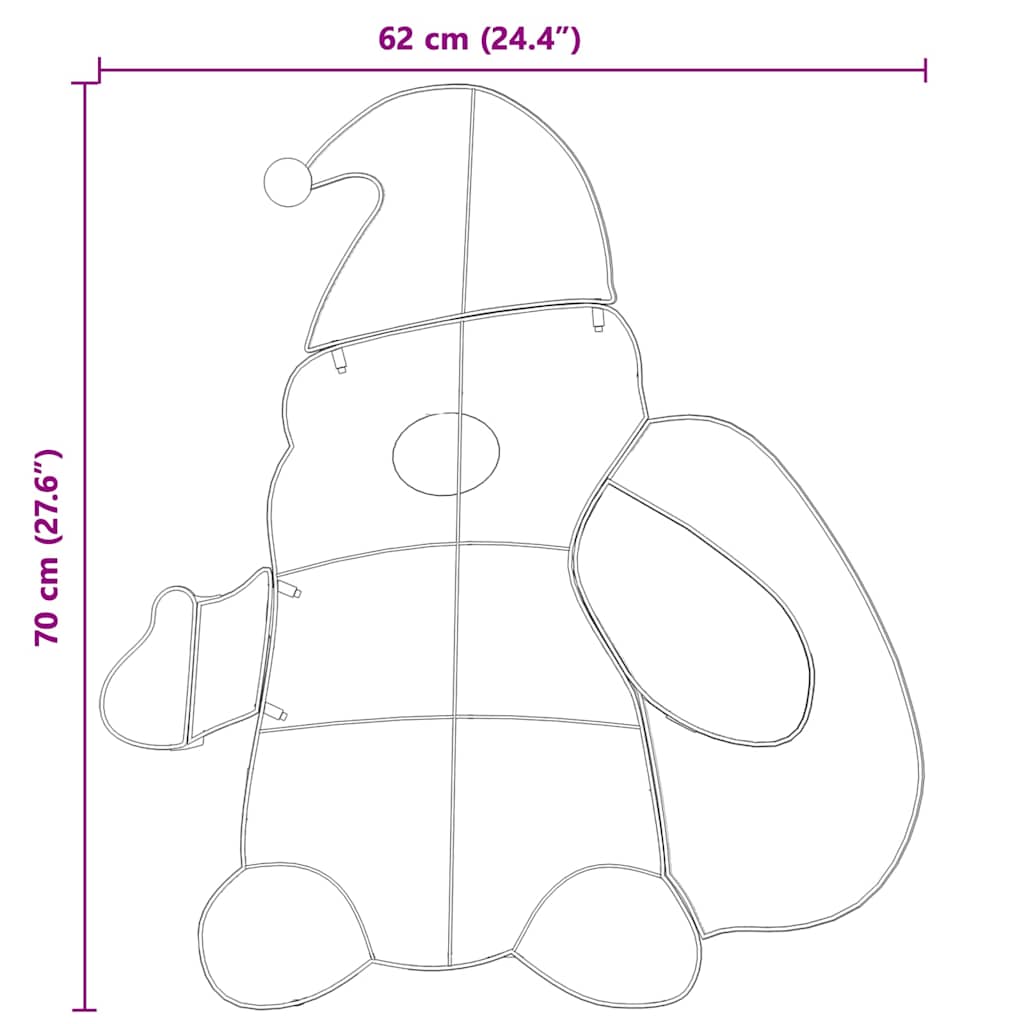 Père Noël éclairé Blanc chaud 62 x 70 cm Tissu en Guirlande - XIOS