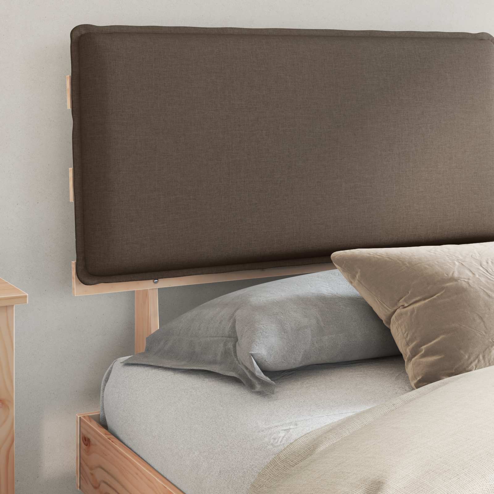 Cadre de lit avec tête de lit rembourrée Taupe 200 x 200 cm - XIOS