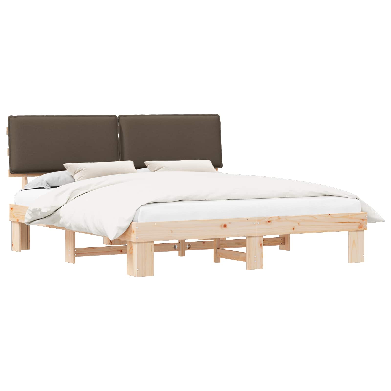 Cadre de lit avec tête de lit rembourrée Taupe 200 x 200 cm - XIOS