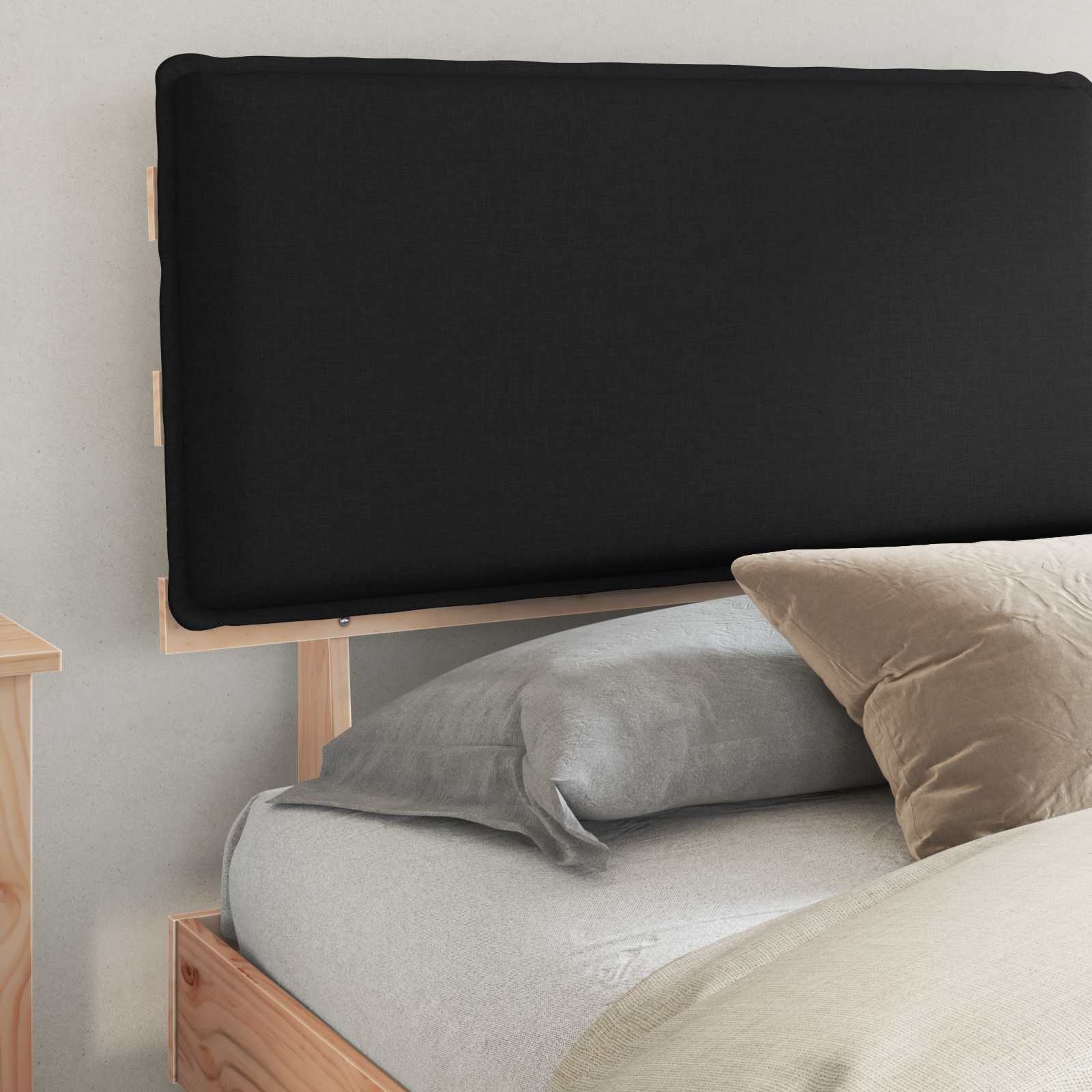 Cadre de lit avec tête de lit rembourrée Noir 180 x 200 cm - XIOS