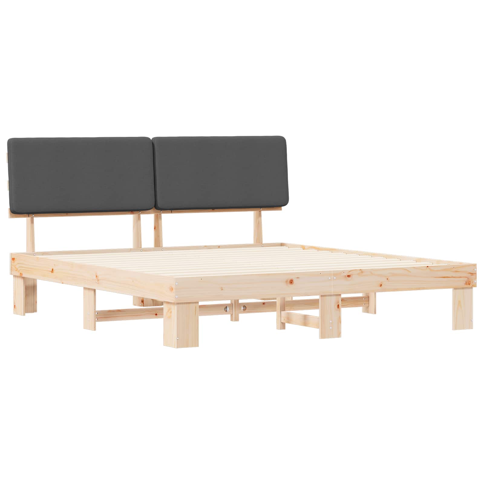 Cadre de lit avec tête de lit rembourrée Gris foncé - XIOS