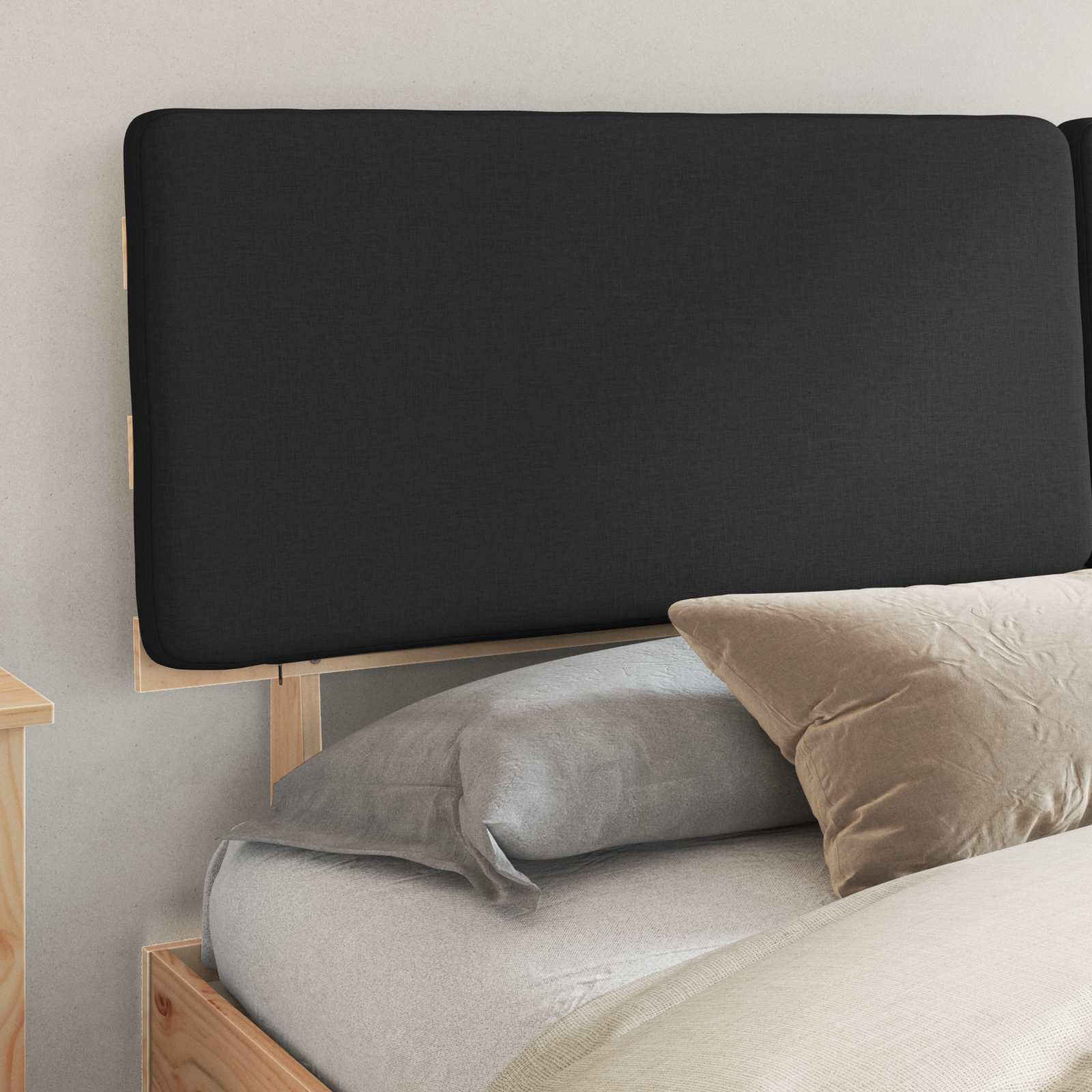 Cadre de lit avec tête de lit rembourrée Noir 200 x 200 cm - XIOS