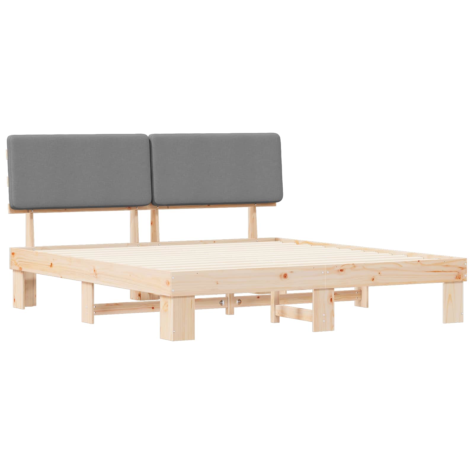 Cadre de lit avec tête de lit rembourrée Gris clair - XIOS
