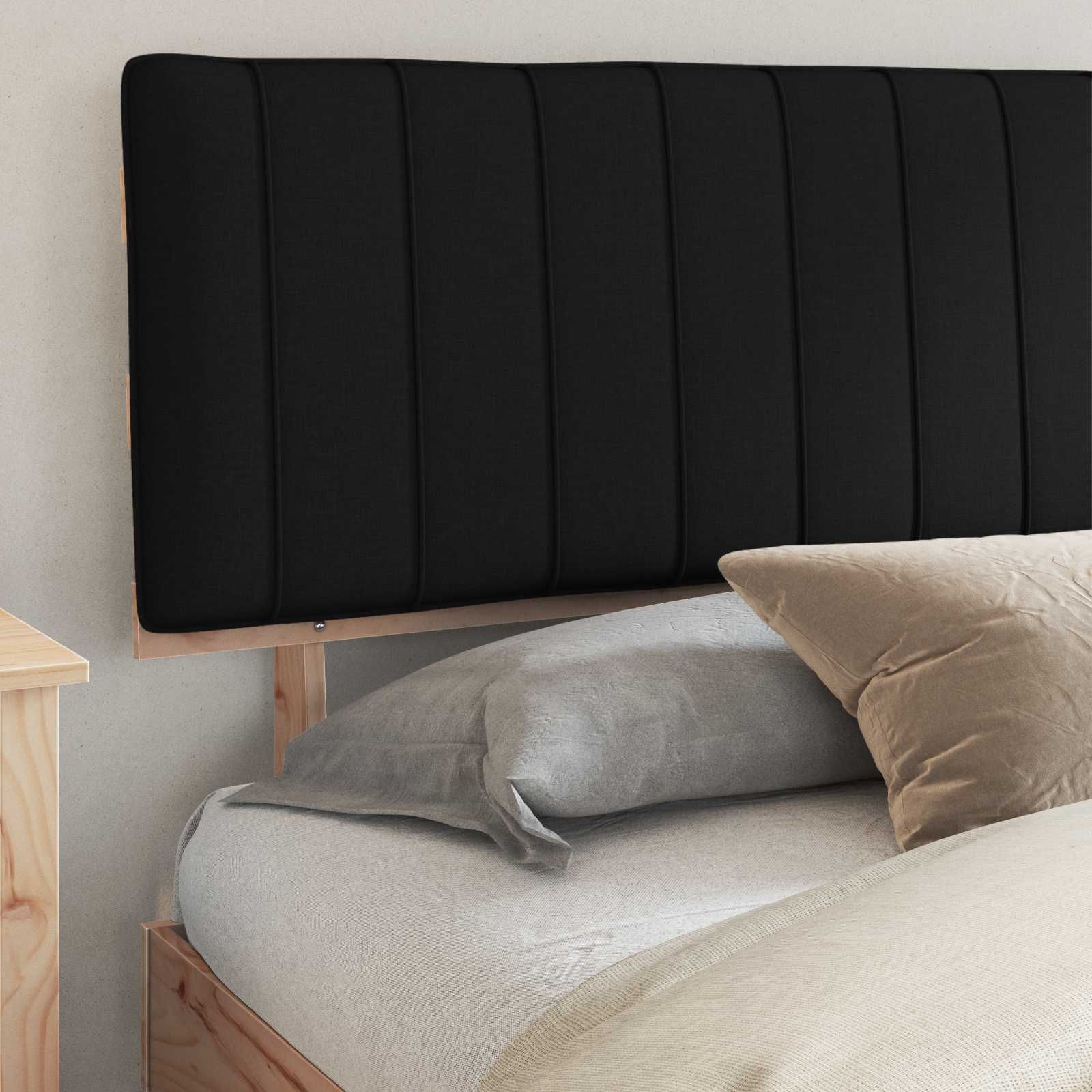 Cadre de lit avec tête de lit rembourrée Noir 200 x 200 cm - XIOS