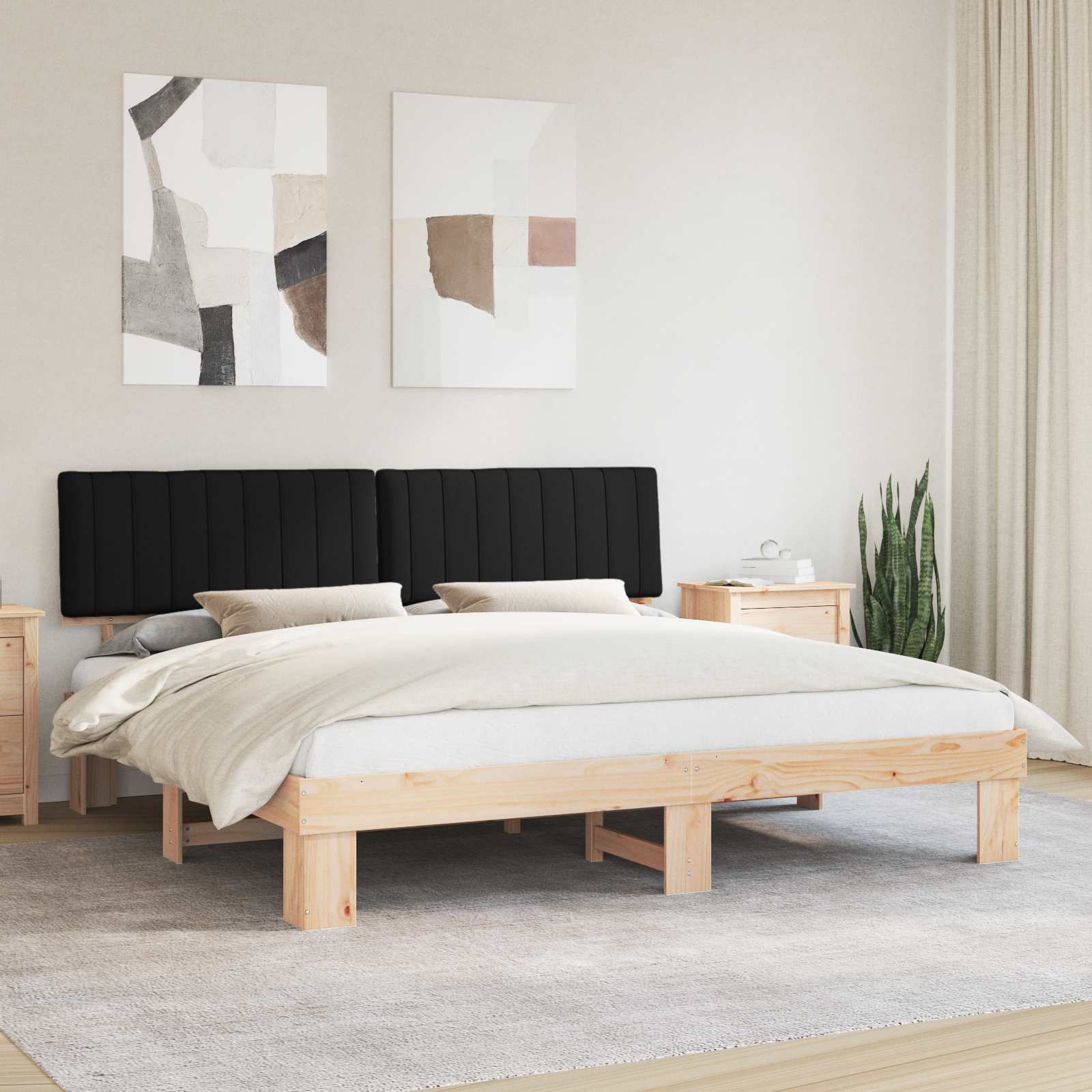 Cadre de lit avec tête de lit rembourrée Noir 200 x 200 cm - XIOS