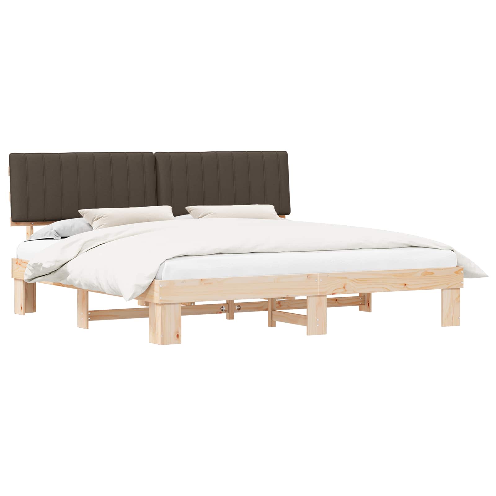 Cadre de lit avec tête de lit rembourrée Taupe 200 x 200 cm - XIOS