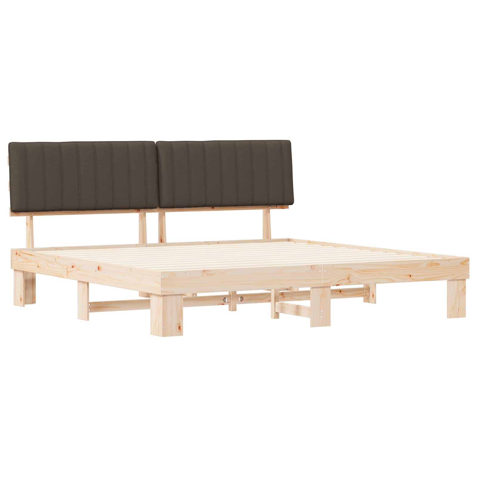 Cadre de lit avec tête de lit rembourrée Taupe 200 x 200 cm - XIOS