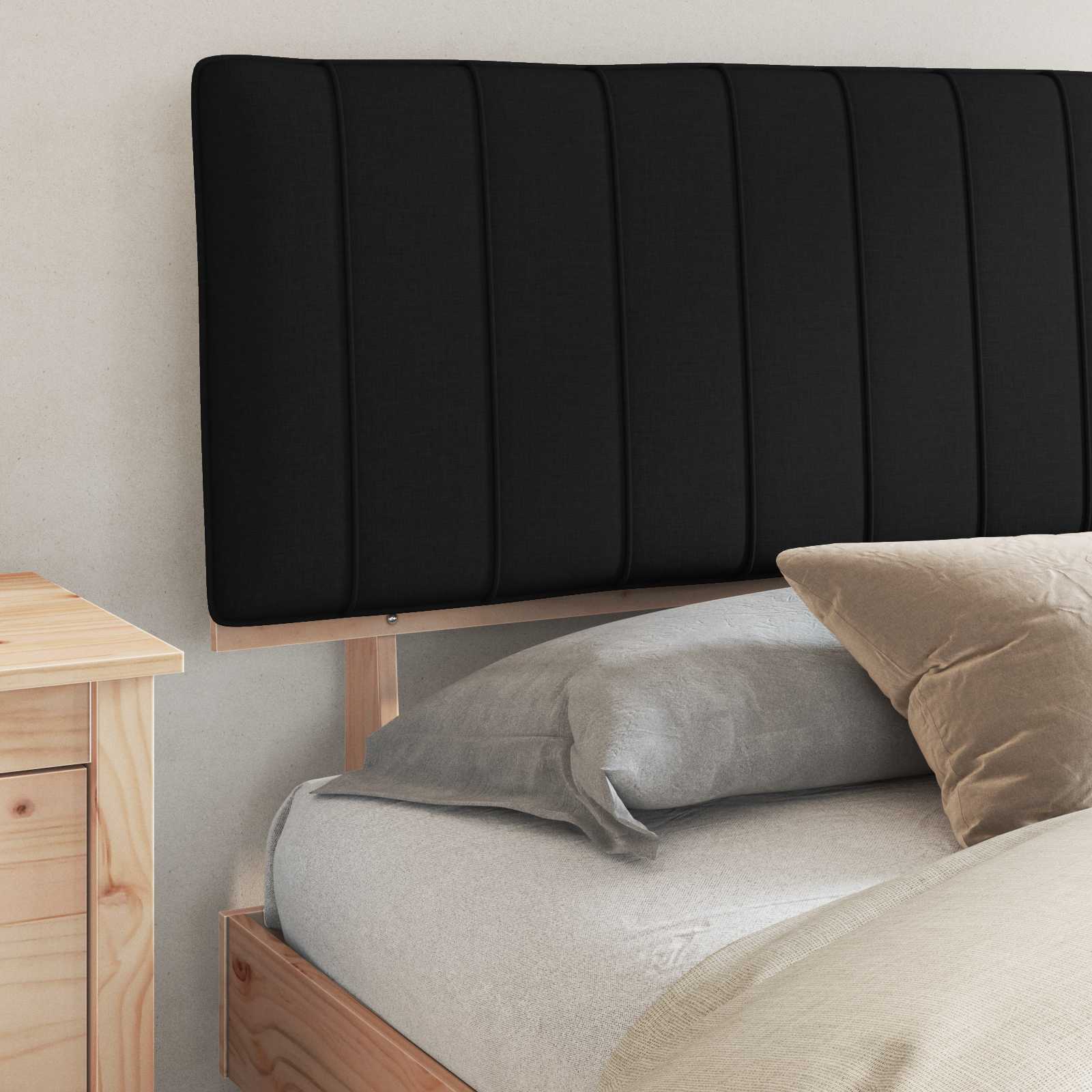 Cadre de lit avec tête de lit rembourrée Noir 180 x 200 cm - XIOS